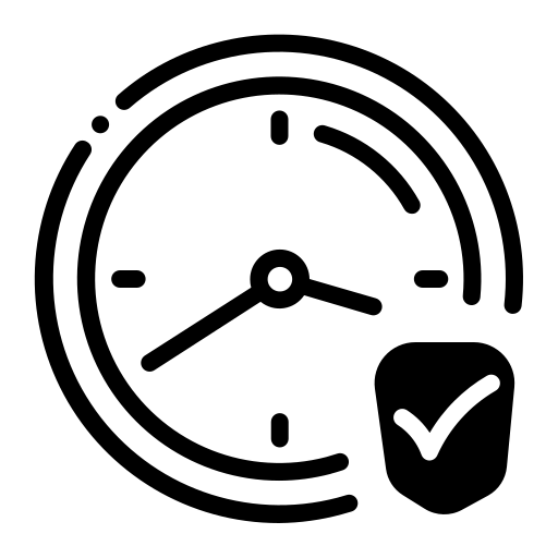 Time management clock icon highlighting our guarantee for always on-time pickups.